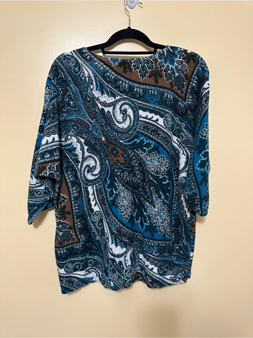 Chico’s Round Neck Paisley Print Pullover Sweater Women 3/XL Blue - Picture 6 of 6